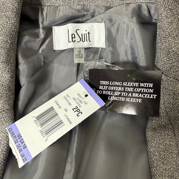 NWT Le Suit Pant Suit Grey Stone Wide Pants 3 Button Blazer Sz 18 - Picture 2 of 14